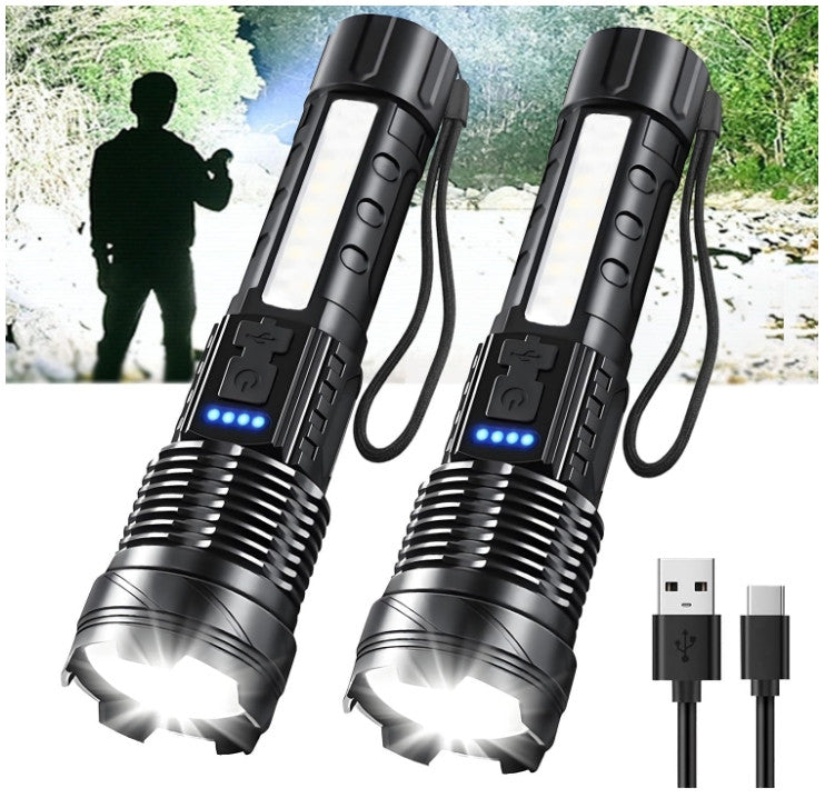 Super Bright Rechargeable LED Flashlight 90,000 Lumens Handheld Torch - 2 Pack