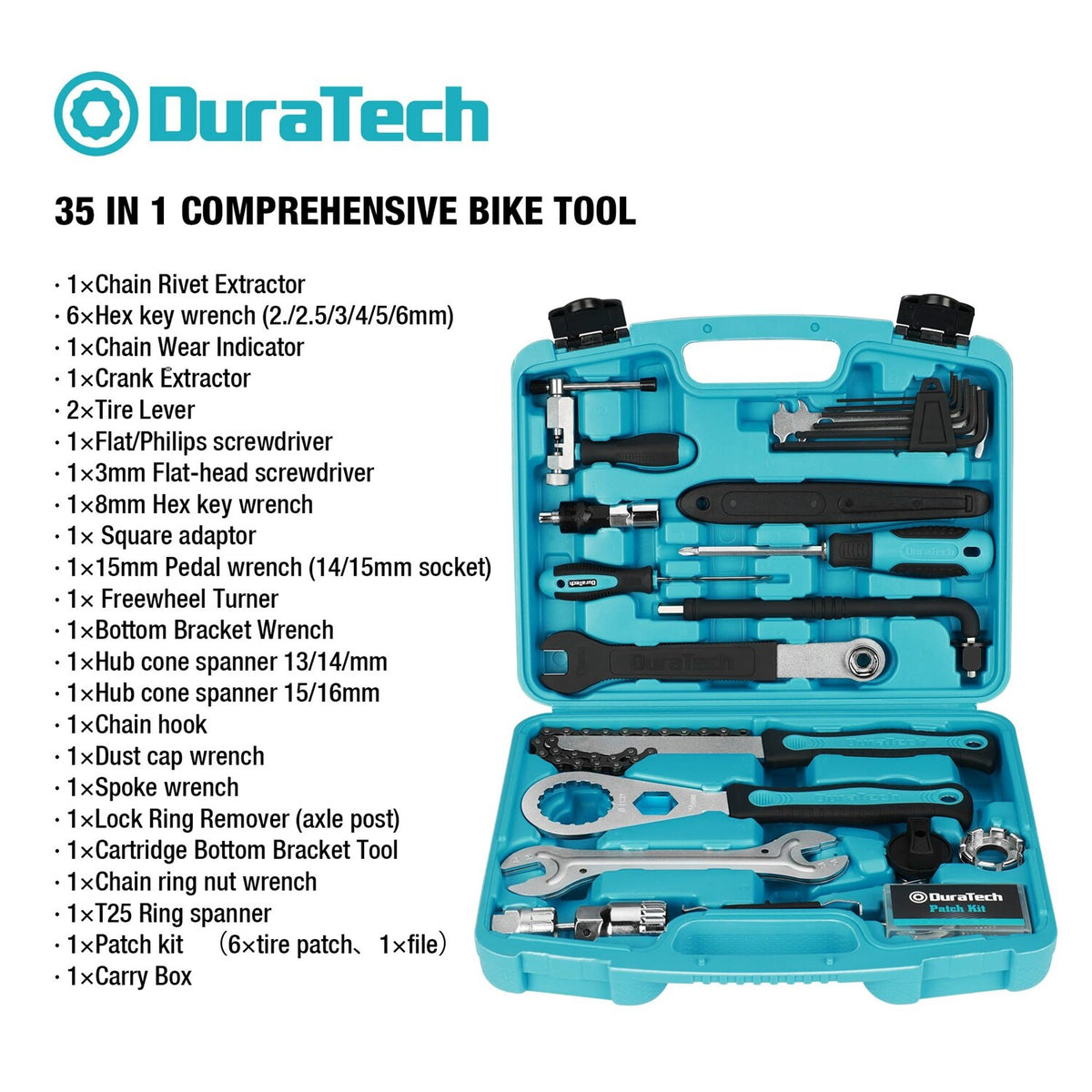 35-Piece Bicycle Repair Kit with Tools and Case for All Bike Types