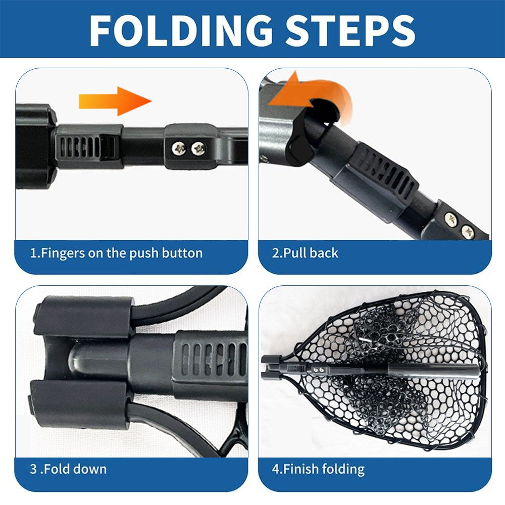 Fly Fishing Landing Net with Soft Rubber Mesh – Lightweight, Collapsible, Durable