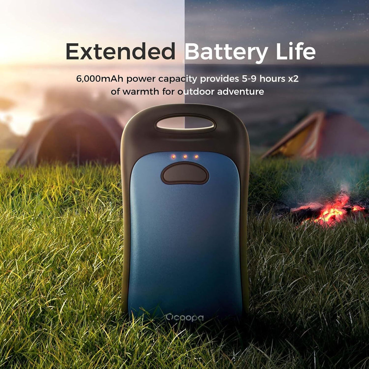 Rechargeable Waterproof Hand Warmers with 6000mAh Power Bank for Camping and Outdoor