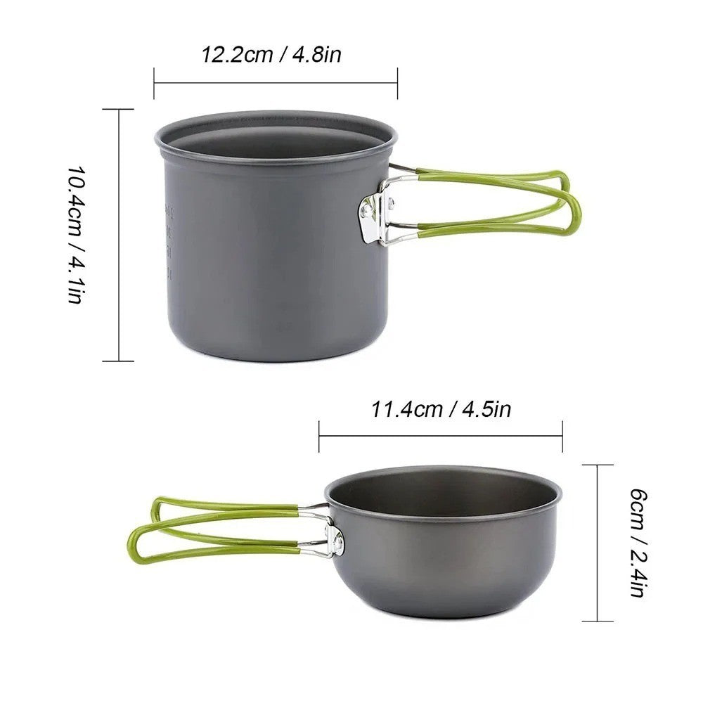 Portable Camping Cookware Set for Hiking and Outdoor Cooking