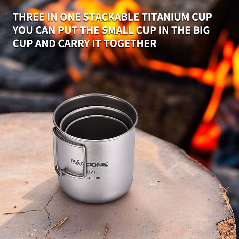Portable Titanium Camping Mug Cup for Outdoor Travel - Multiple Sizes
