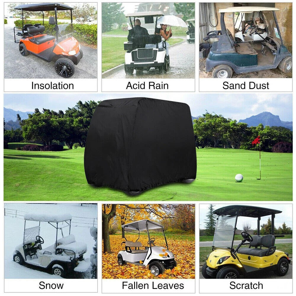 Waterproof 4-Passenger Golf Cart Cover for EZGO Club Car Yamaha Black