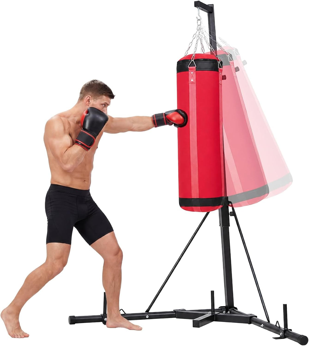 Foldable Heavy Bag Stand with Adjustable Height and Included Punching Bag for Boxing & MMA Training