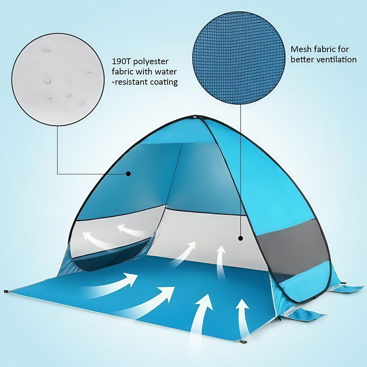 Portable Pop Up Beach Tent Sun Shade Shelter with Carry Bag - UV 50+ Protection