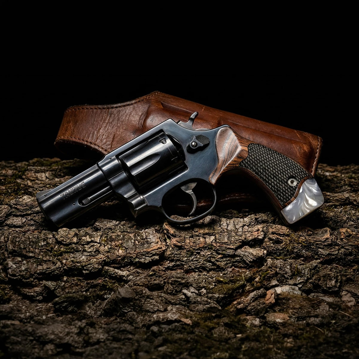 Rosewood & Pearl Revolver Grips for Taurus 856 & 942 - Checkered Style