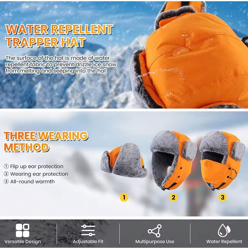 Unisex Winter Windproof Earflap Hat with Face Mask for Snow & Skiing