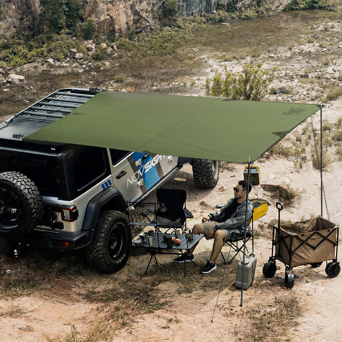 Portable Vehicle Awning for Camping, Van, Truck 10x6.6 ft Water & Sunproof