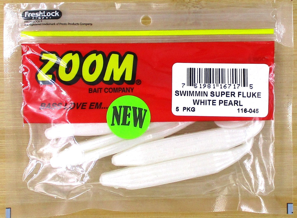 Swim Bait Soft Plastic Flukes 5 Inch White Pearl Pack of 3 Fishing Lures