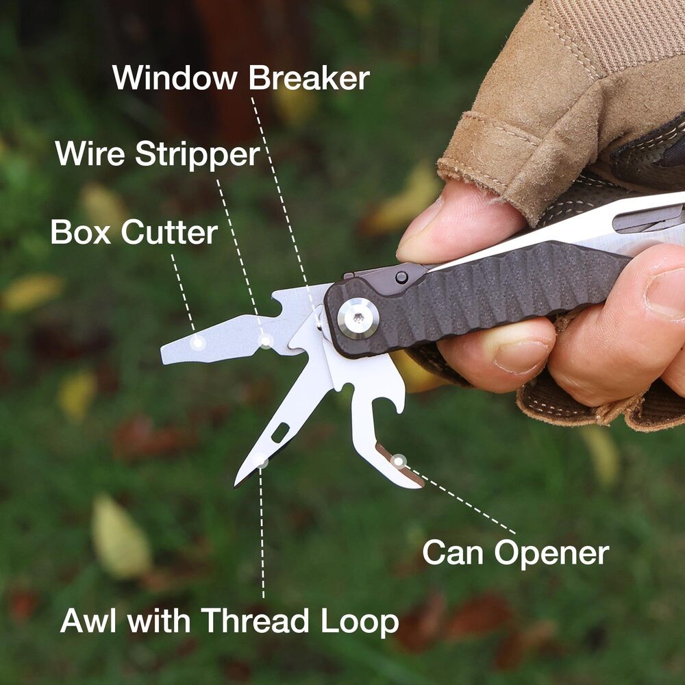 12-in-1 Multitool Folding Knife with Scissors Bottle Opener and Screwdrivers