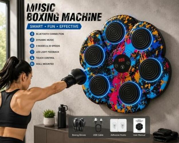 Bluetooth Music Boxing Machine with LED Targets and Workout Modes