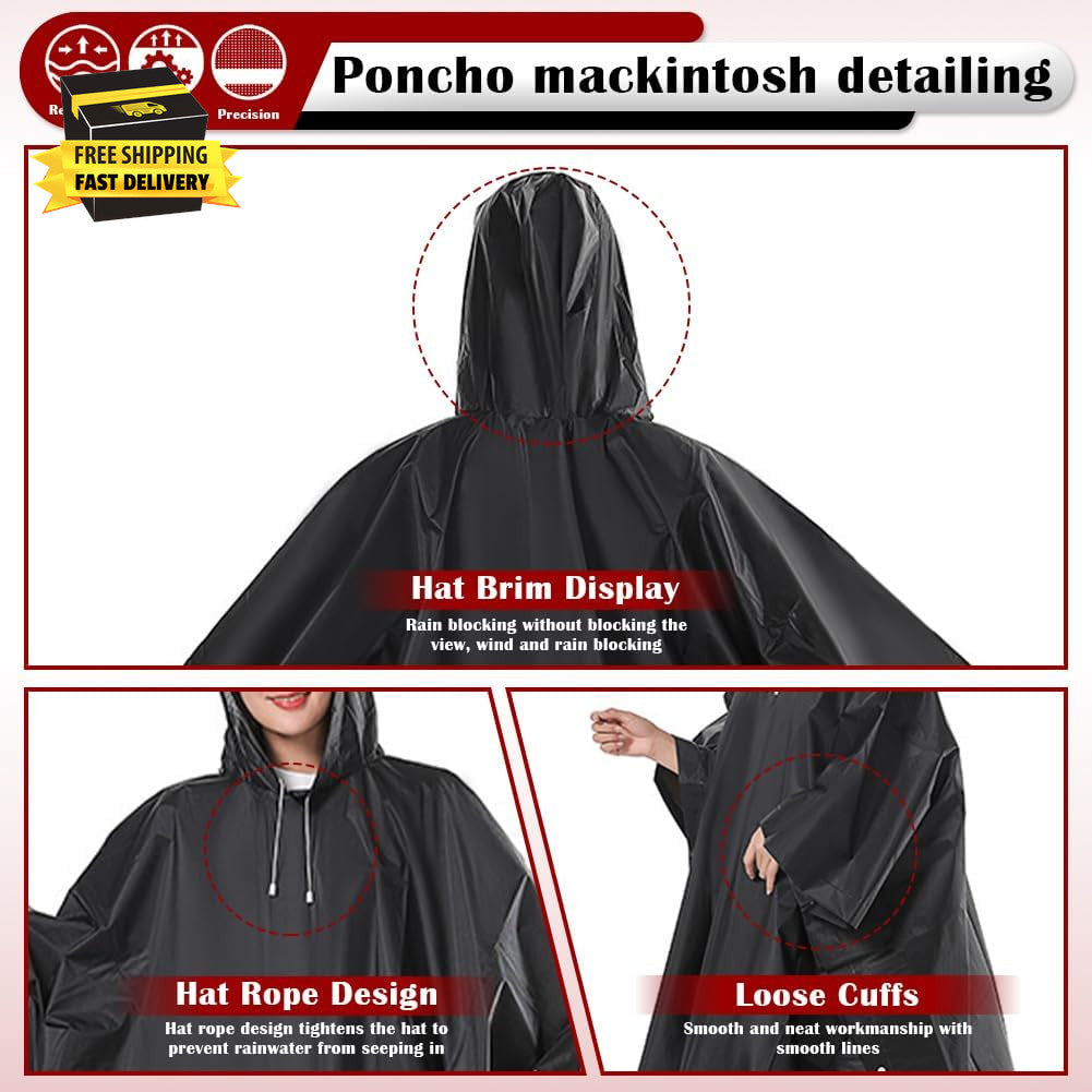Adult Waterproof Reusable Rain Ponchos with Hood - Lightweight EVA Outerwear