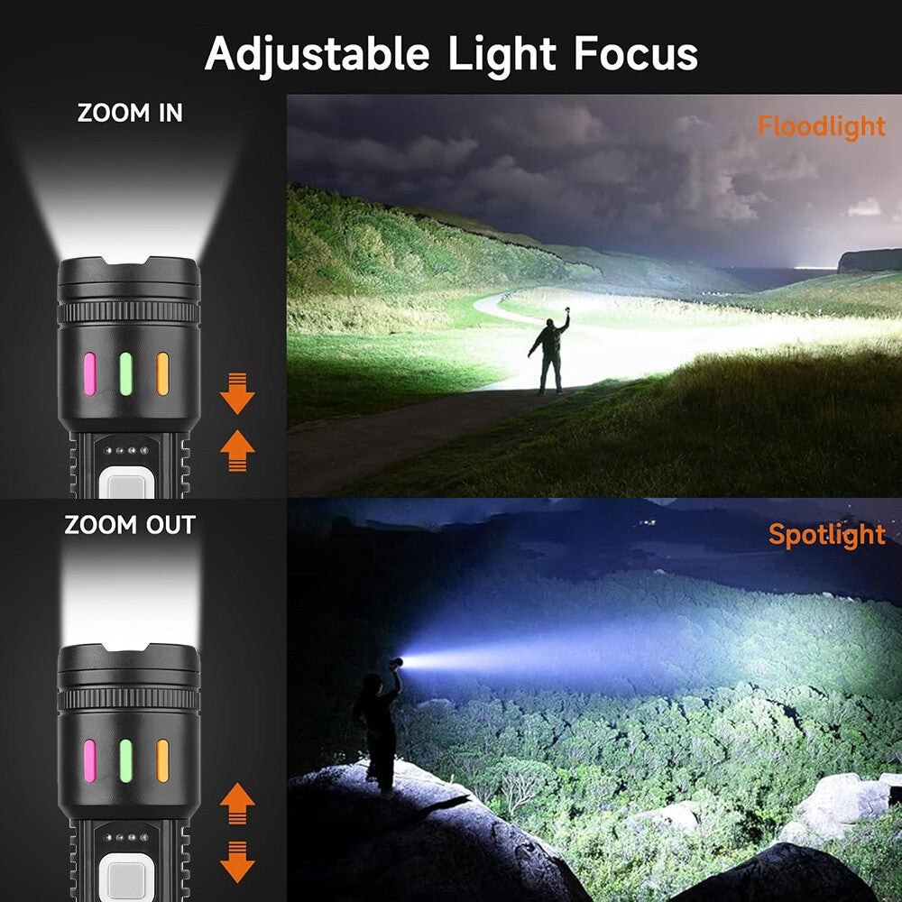 Super Bright Rechargeable LED Tactical Flashlight 99000000LM with Zoom & Multiple Modes