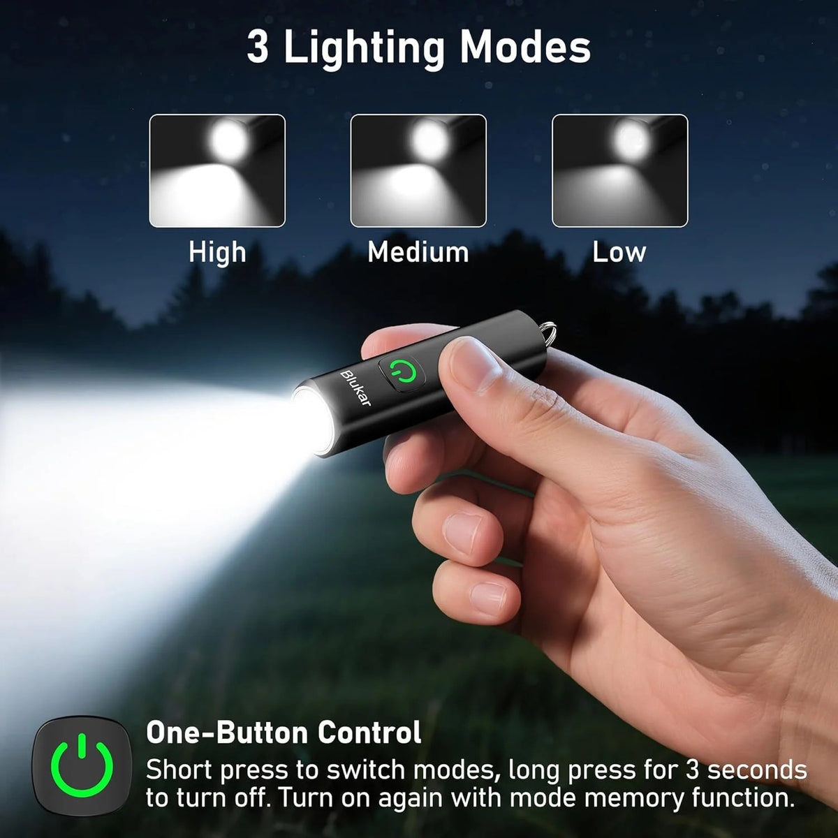 Mini Rechargeable USB C Waterproof Pocket Flashlight - Keychain Light