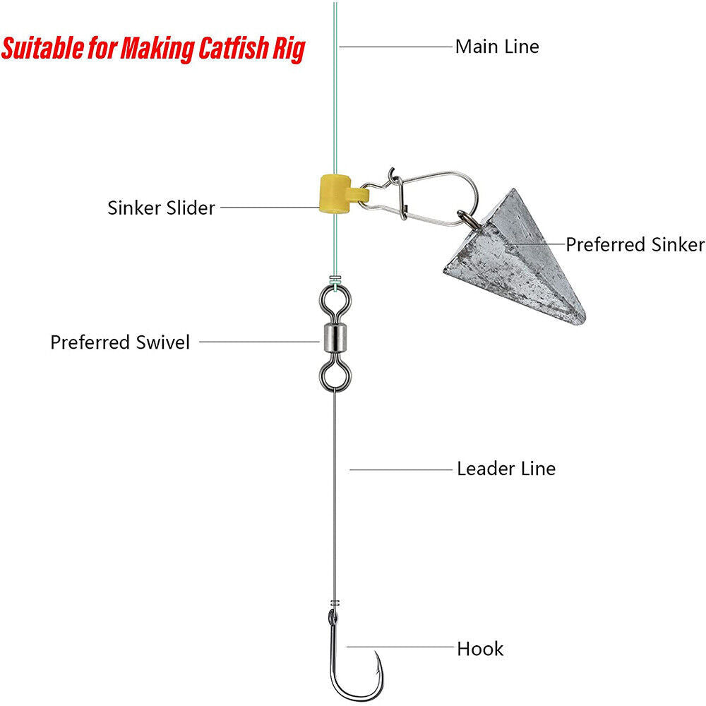 Heavy Duty Stainless Steel Fishing Sinker Slider for Braided Line - 200PCS