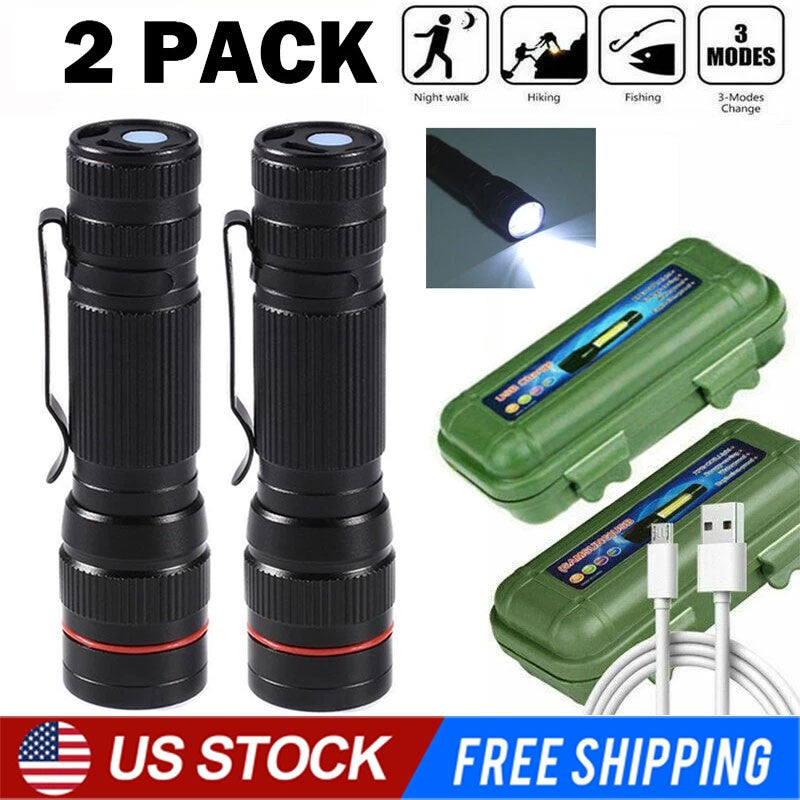 Mini LED Flashlight Rechargeable Portable Torch 35000000 Lumens Waterproof
