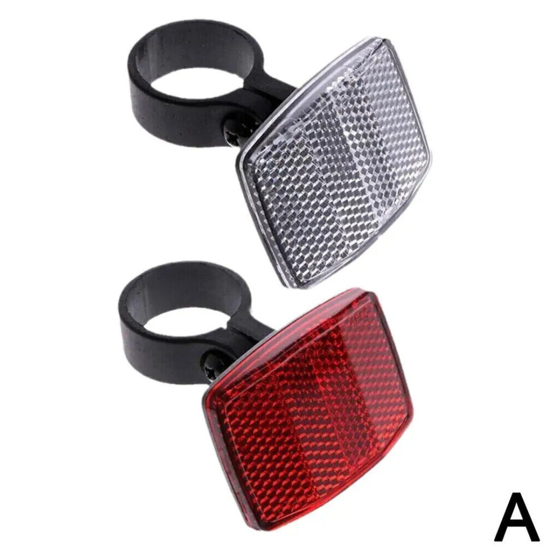 Bike Reflector Set Front White & Rear Red Safety Warning Lights