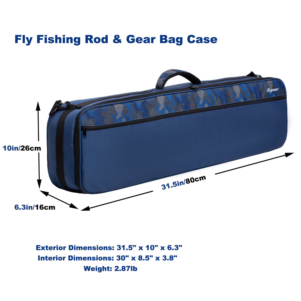 Fly Fishing Rod and Reel Travel Case - Protective Gear Bag with Adjustable Dividers