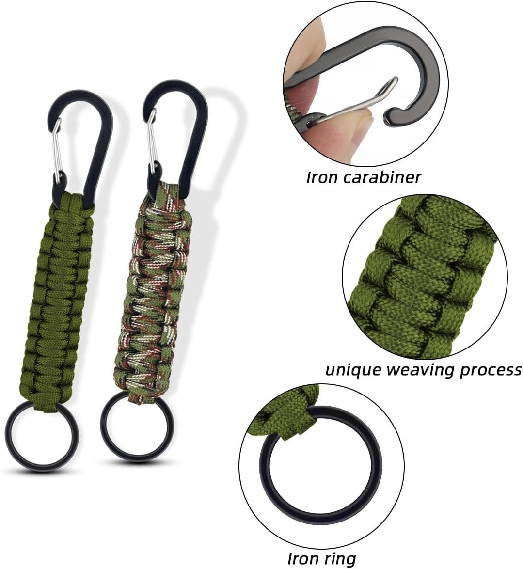6 Pack Paracord Keychains with Carabiners Durable Braided Lanyards