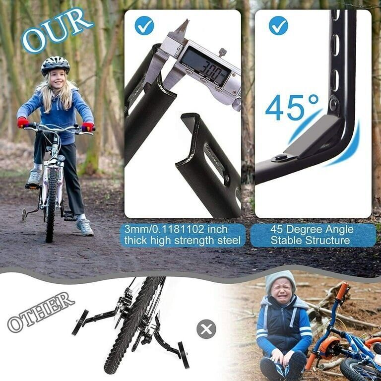 Kids Bicycle Training Wheels Set for 12-20 Inch Bikes with Flash Light - Easy Install