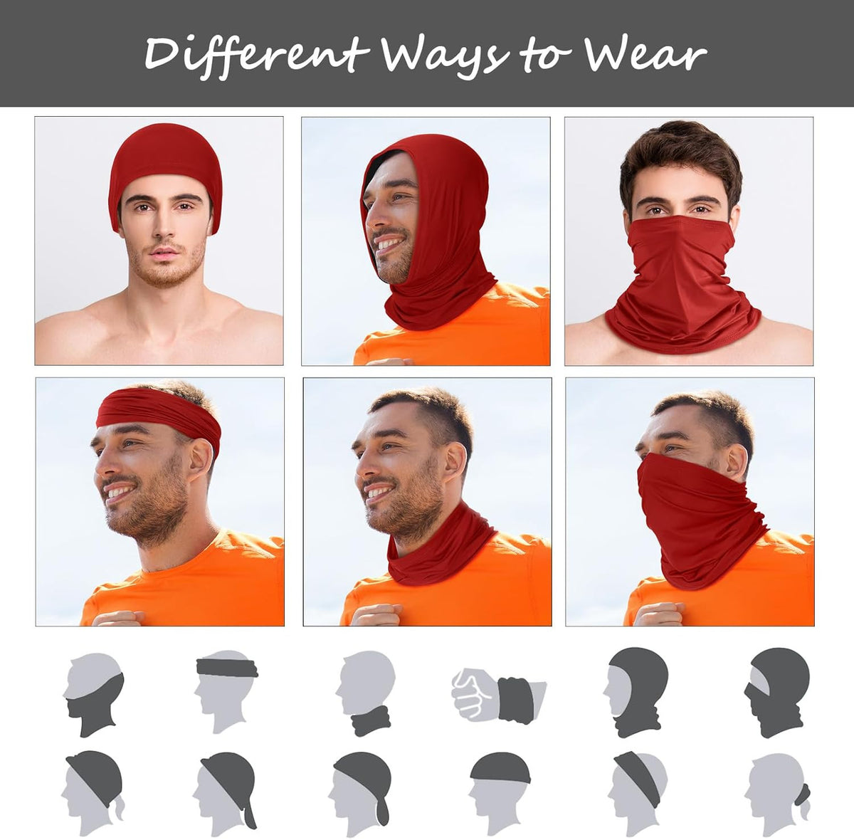 6-Pack UV Protection Summer Face Masks - Breathable Neck Gaiters for Sun & Dust
