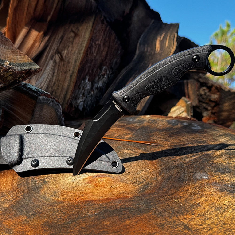 Fixed Blade Karambit Knife with Black Sheath - 3.15 Inch D2 Steel, EDC Ready