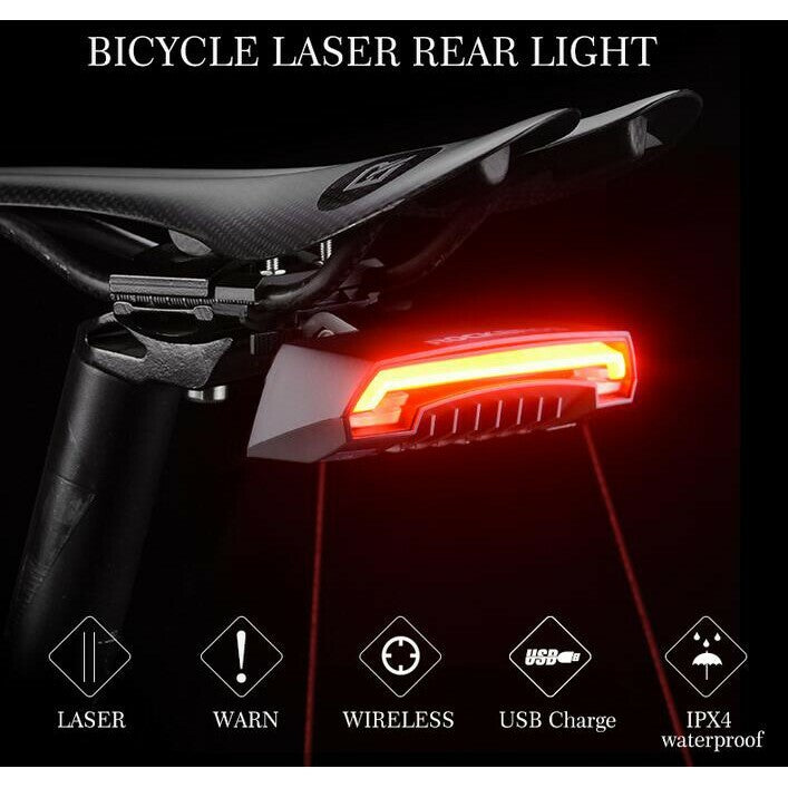 Bike Tail Light with Remote Control Waterproof Safety Signal