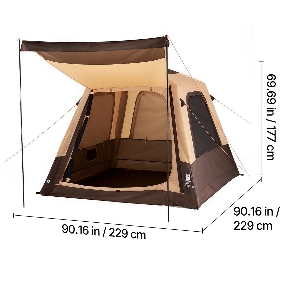 Inflatable Camping Tent with Rechargeable Pump for 4 People - Easy Setup, Durable Sun Protection