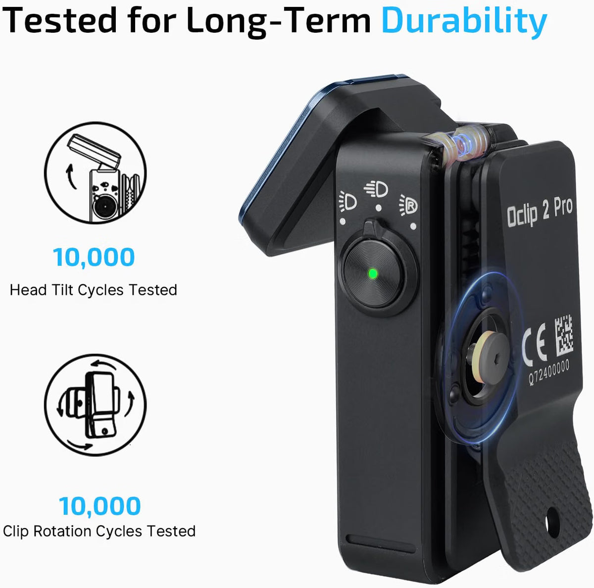 Rechargeable EDC Flashlight with Clip and Adjustable Flood/Spot/Red Light