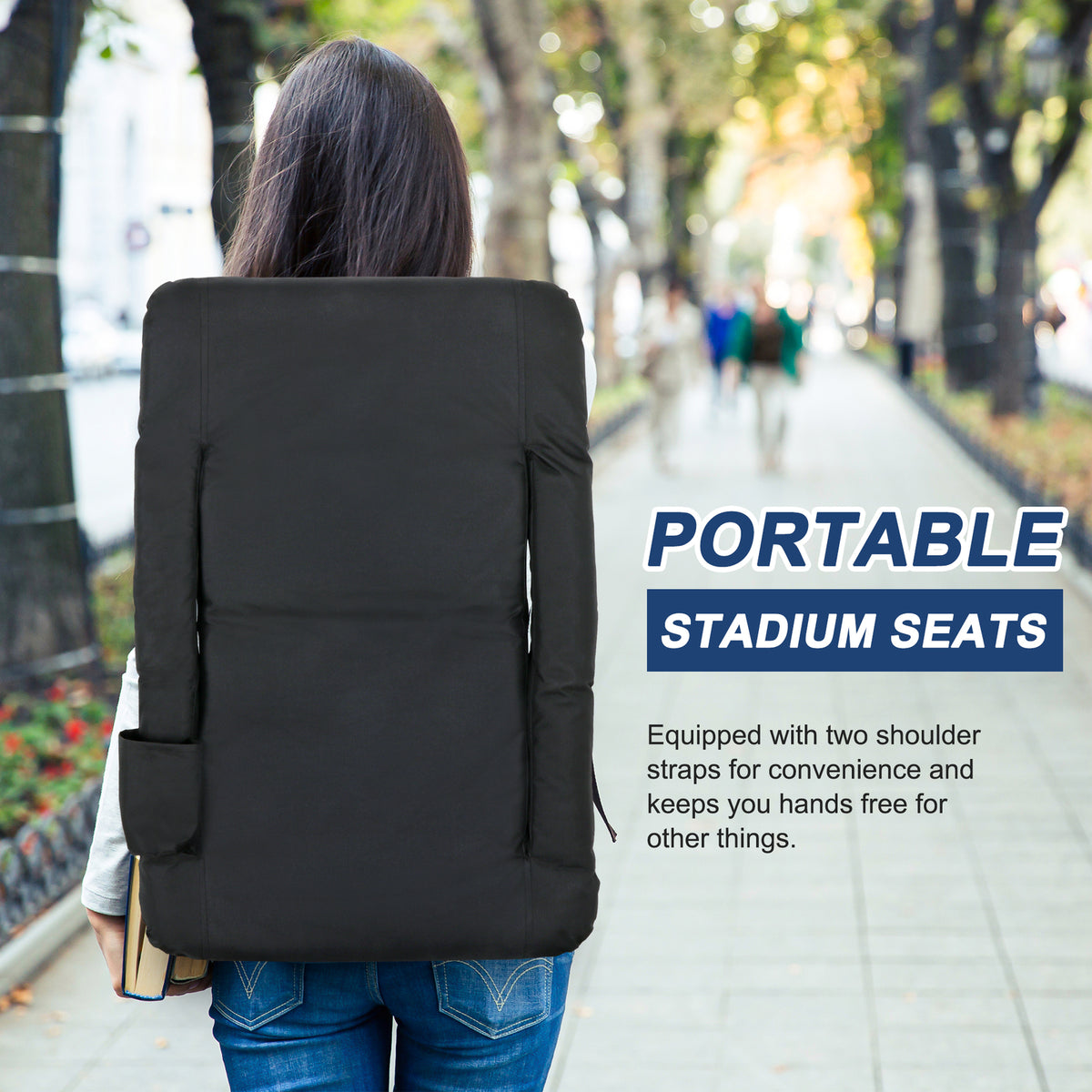 Portable Stadium Seat with Back Cushion & Reclining Positions for Bleachers