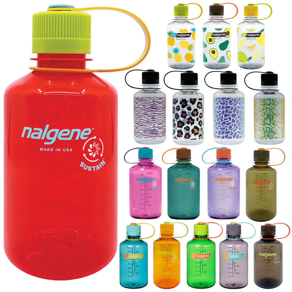 Nalgene Sustain 16 oz Water Bottle with Narrow Mouth - Durable & BPA-Free