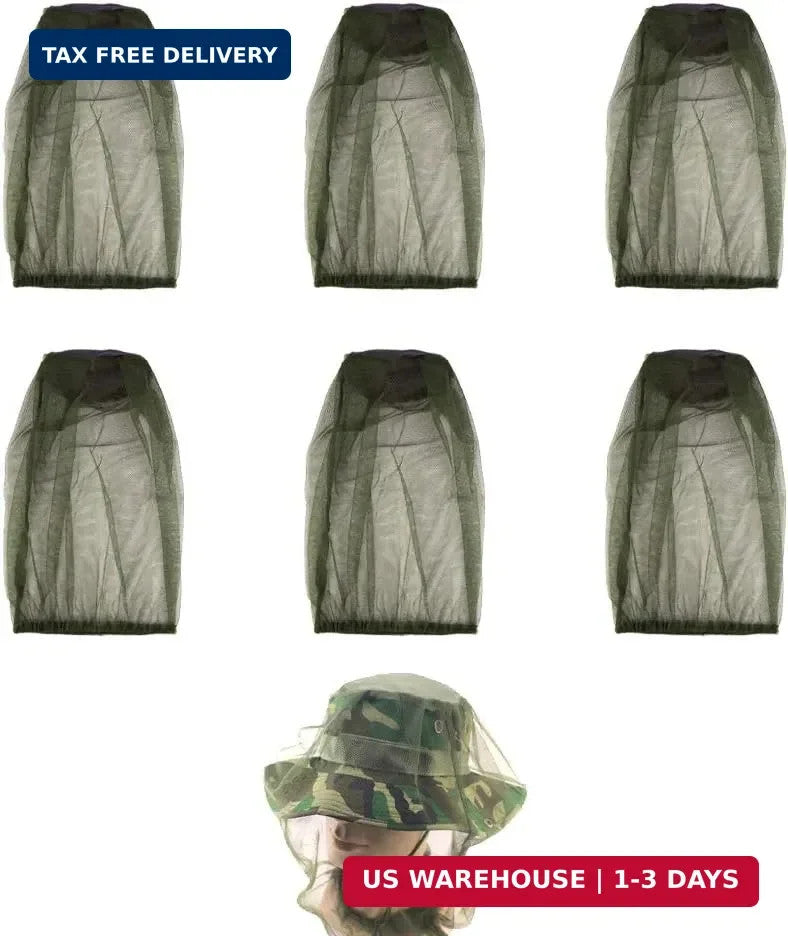 Mesh Mosquito Head Net for Camping Hiking Insect Protection - Pack of 6