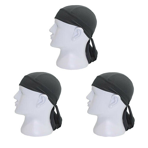 3 Pack Skull Cap Motorcycle Head Wrap Tie Durag Beanie Cycling Bandana
