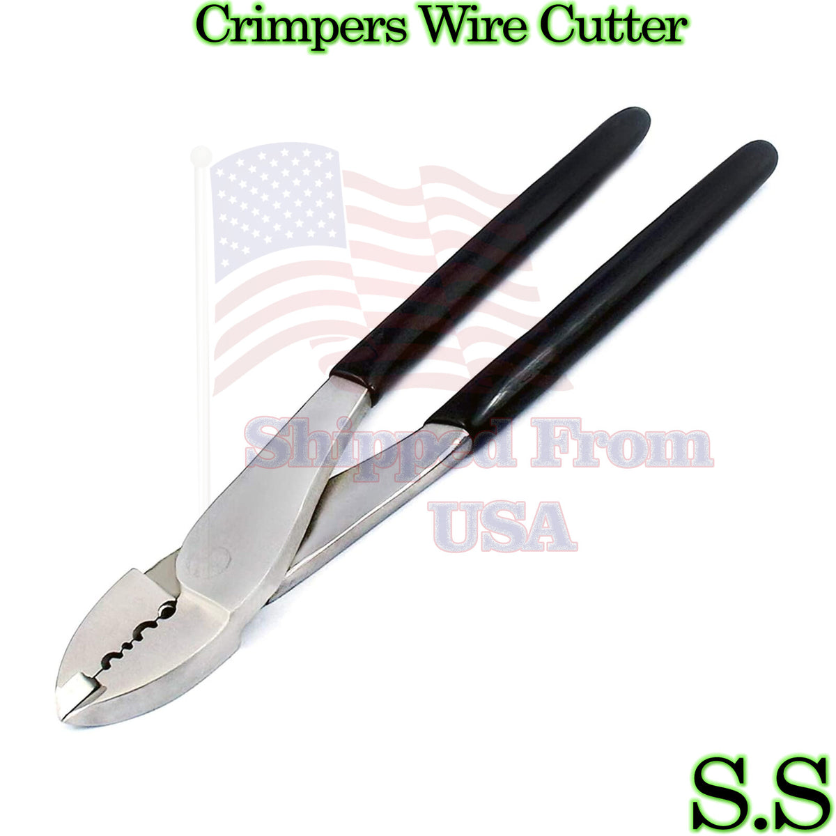 8-Inch Wire Crimping and Cutting Pliers - Stainless Steel Hand Tool
