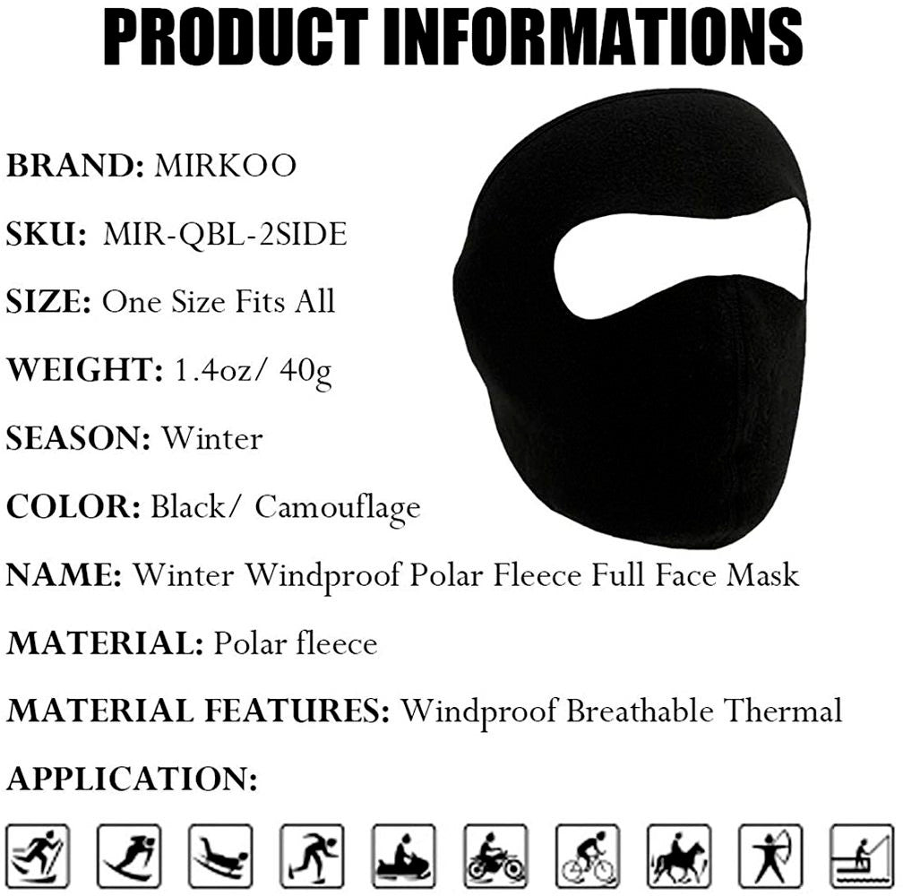 Winter Ski Mask Balaclava for Men Women Thermal Full Face Cover with Ear Protection
