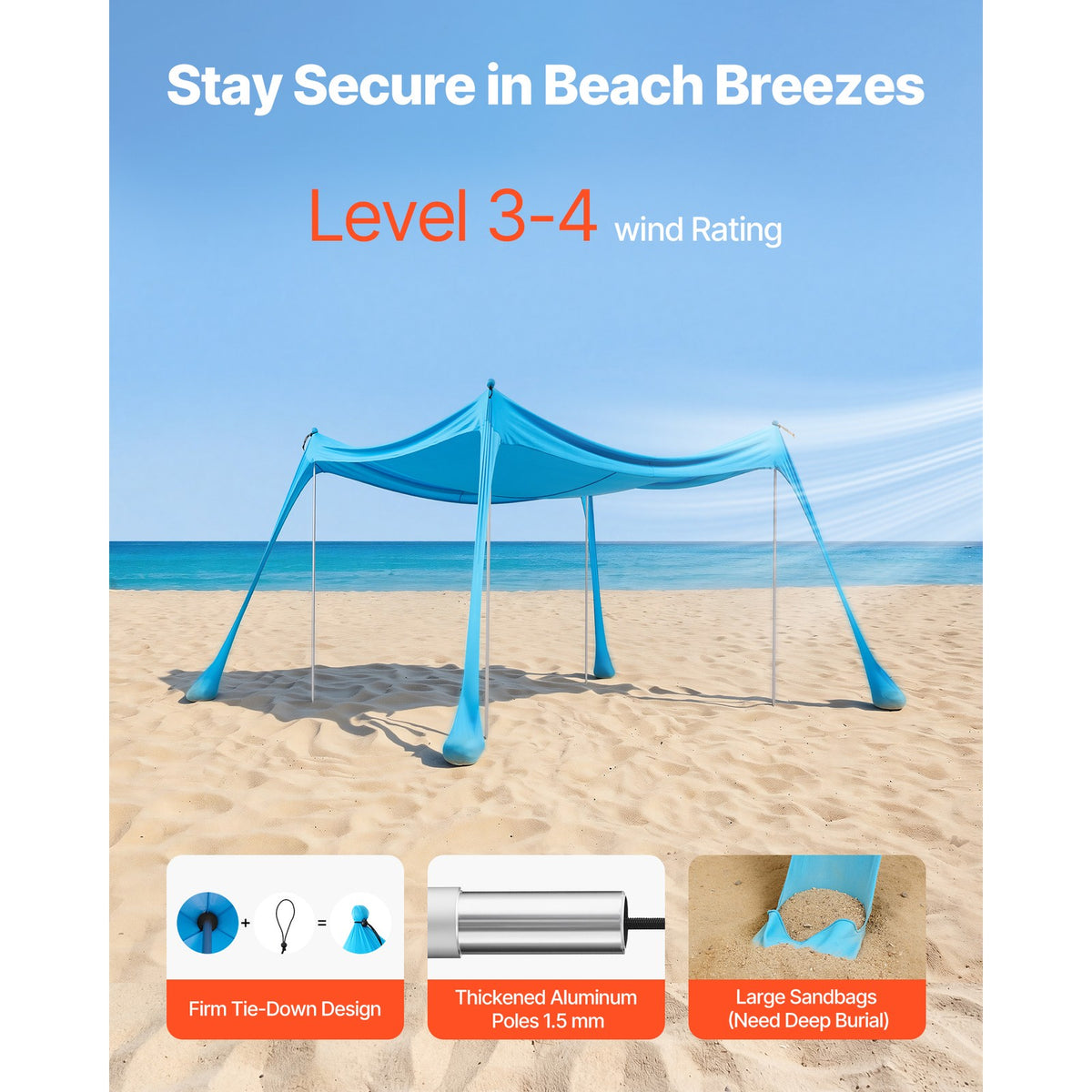 Portable Beach Tent Sun Shade Canopy 10x10 ft UPF 50+ Outdoor Shelter