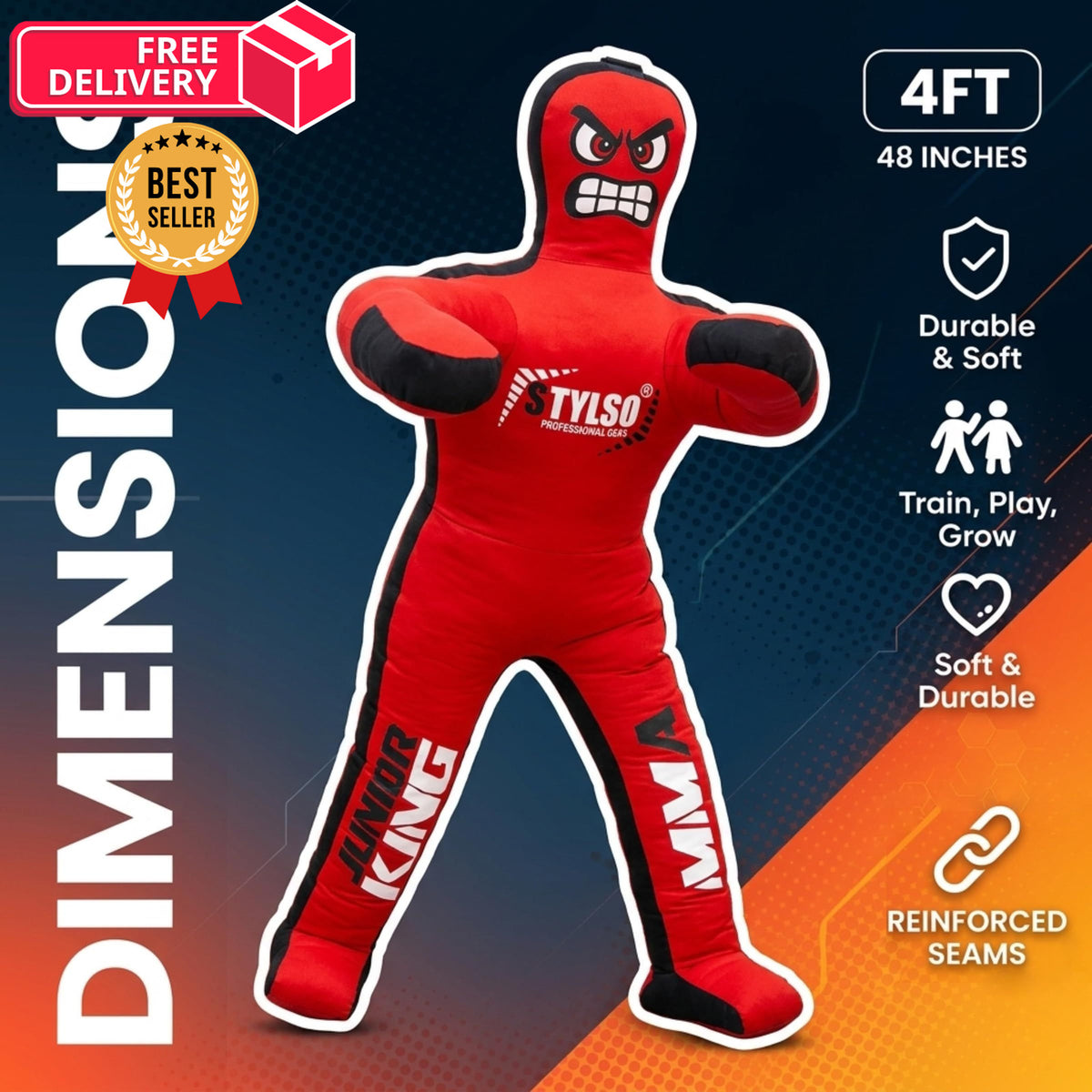 Kids Wrestling Dummy 4ft Unfilled Grappling Dummy for Martial Arts Training