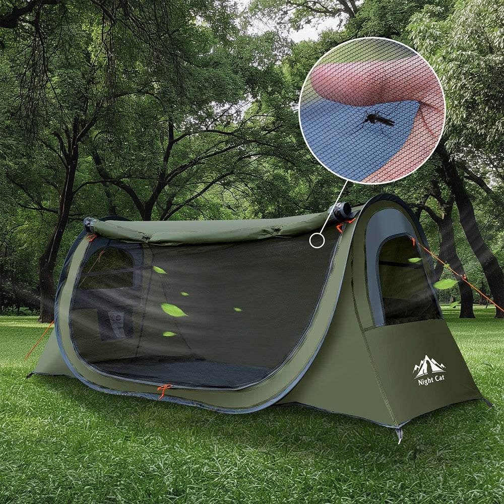 Compact Waterproof Pop-Up Motorcycle Tent for Cyclists - Easy Setup & Ventilation