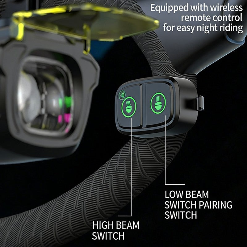 1100LM Wireless Bicycle Headlight with Remote Control USB Rechargeable LED