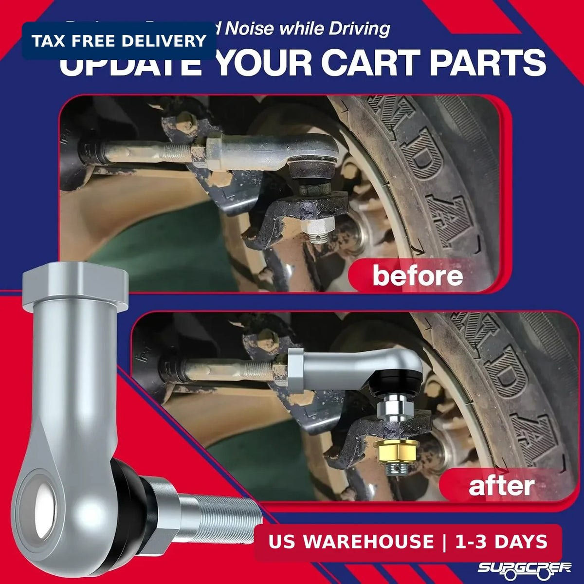 Golf Cart Tie Rod Ends Set for Club Car Precedent & Tempo 2018-UP - Durable Steering Parts