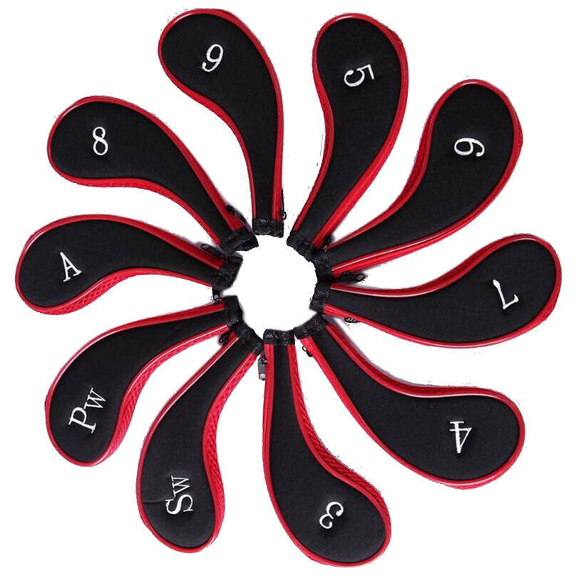 10-Piece Golf Head Iron Cover Set with Zippered Neoprene Protectors