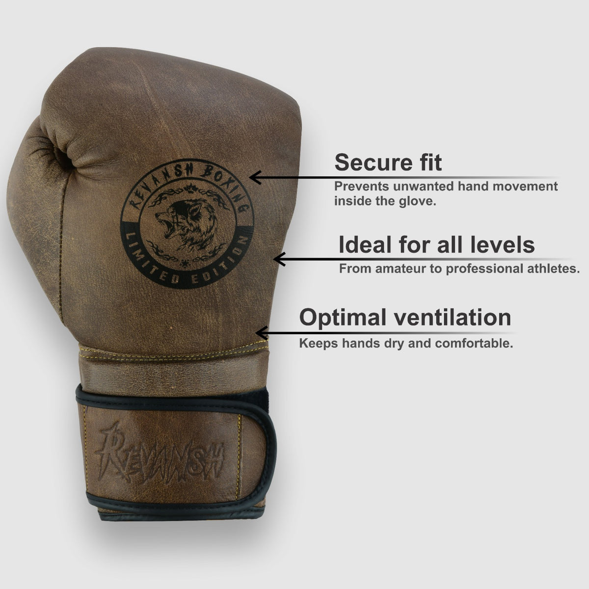 Brown Cowhide Leather Boxing Gloves for MMA Training & Sparring