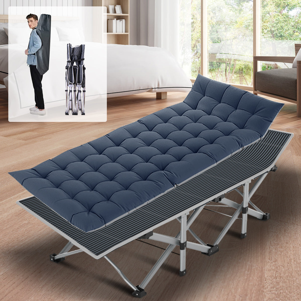 Heavy Duty Folding Camping Cot Bed for Adults Portable Sleep Bed with Support