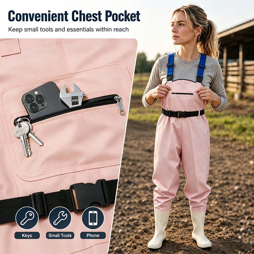Women's Waterproof PVC Chest Waders for Fishing and Hunting