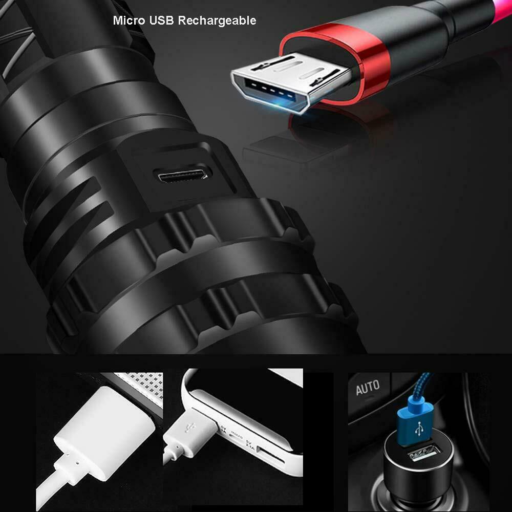 Rechargeable LED Tactical Flashlight 2 Pack - Waterproof, High Brightness, Emergency Use