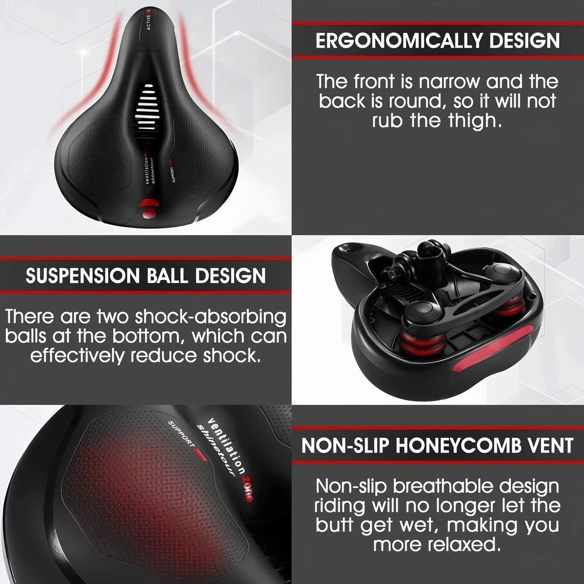 Extra Wide Gel Bike Seat Cushion with Soft Support for Comfortable Cycling