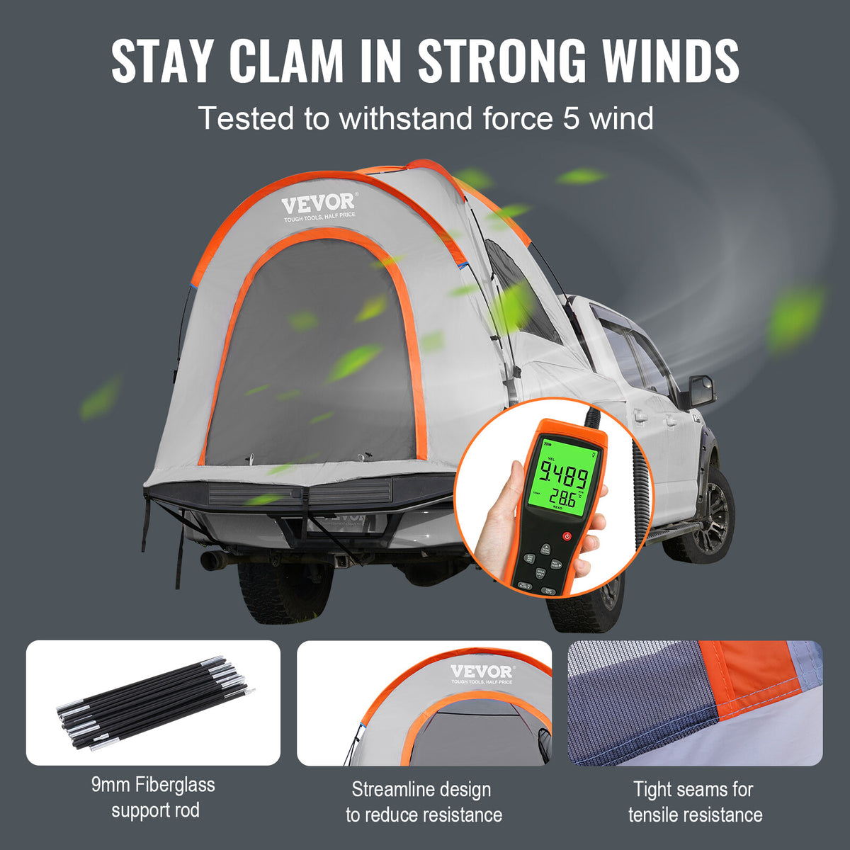 Pickup Truck Bed Tent Waterproof Camping Shelter for 5.5-6ft Vehicles
