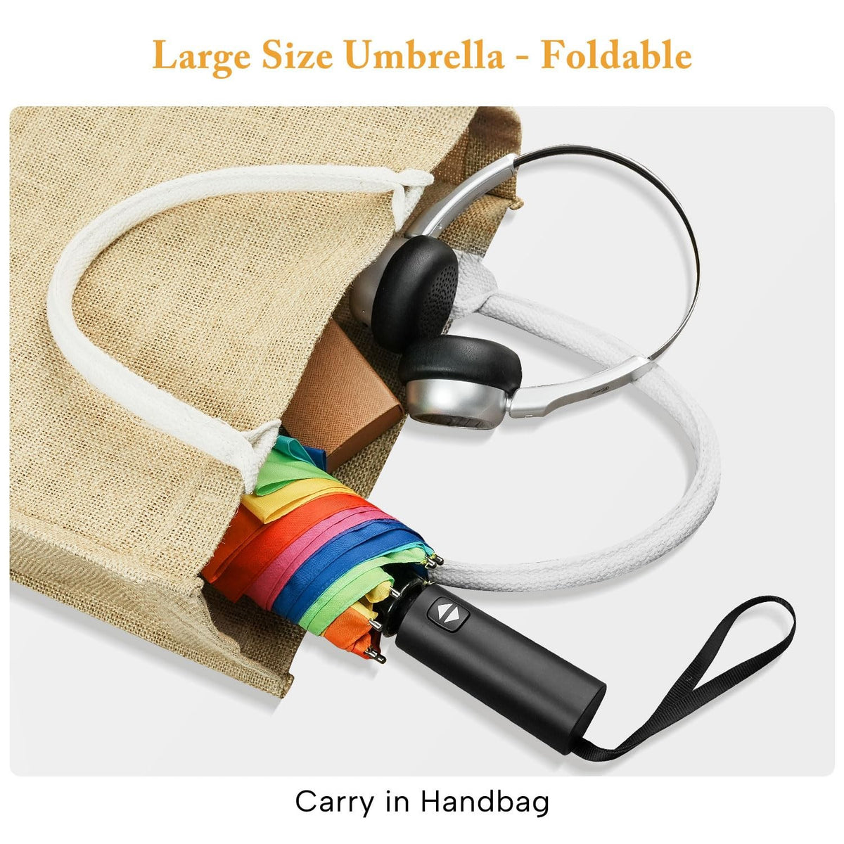 Oversized 54-Inch Windproof Rainbow Umbrella for Adults - Sun & Rain Protection