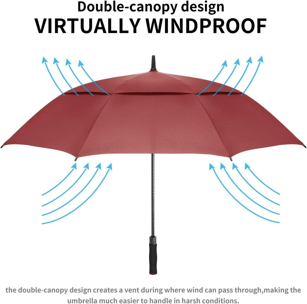 72-Inch Windproof Waterproof Golf Umbrella - Auto Open, Large Shade