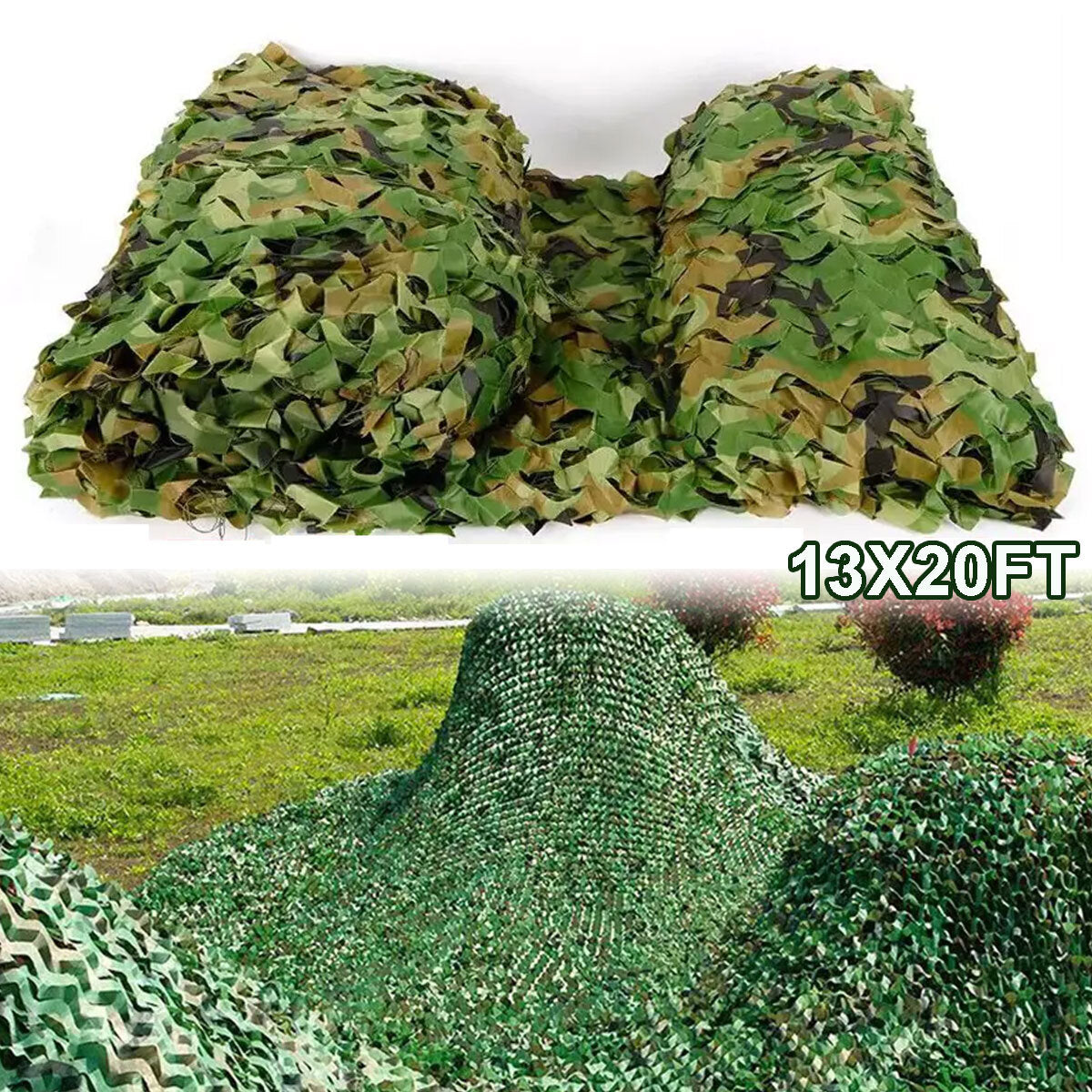 13x20Ft Camouflage Netting Military Camo Sunshade Mesh Hunting Car Cover